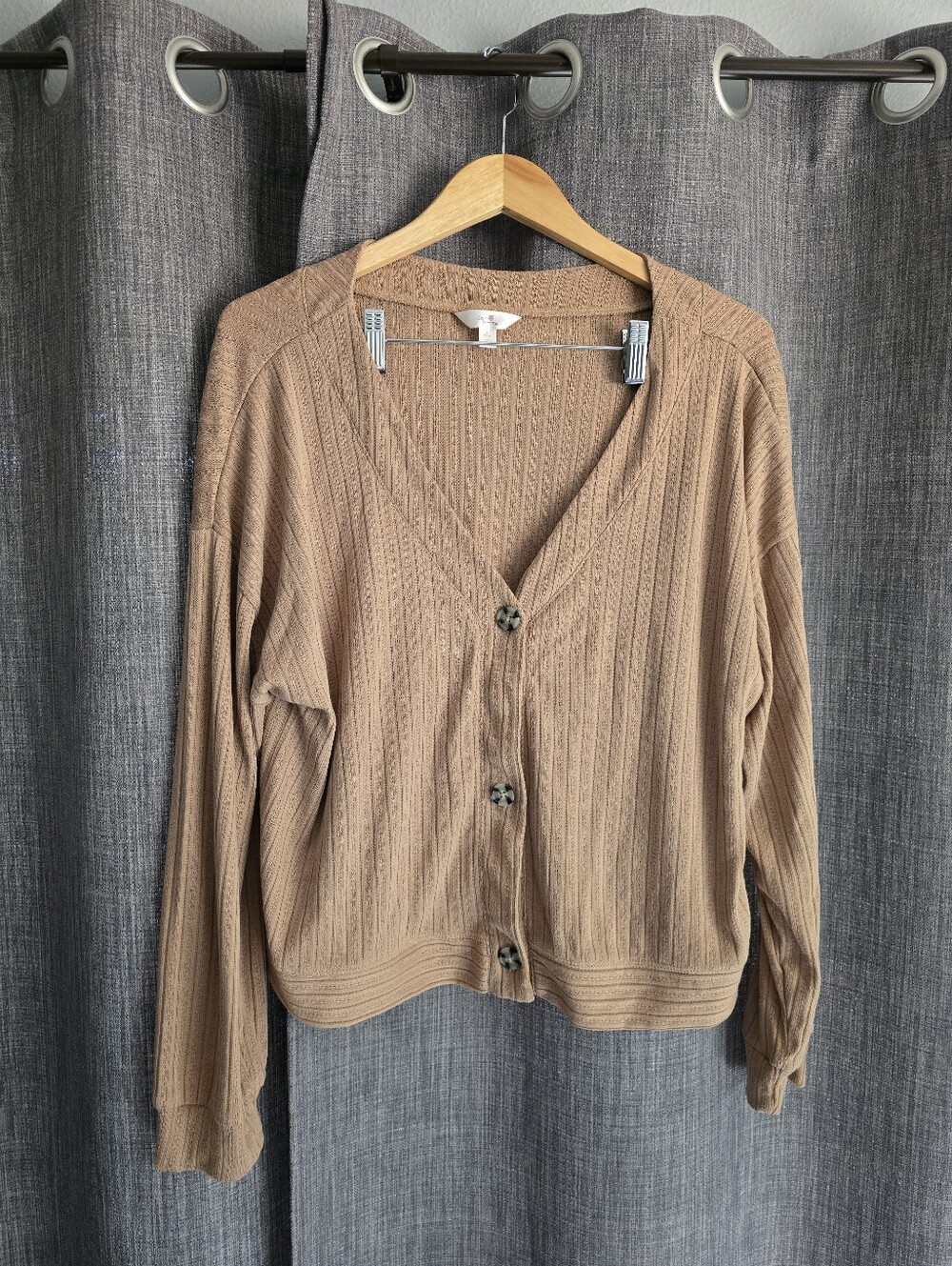 Secret Treasures Ribbed Knit Cardigan Button Front Sleep Lounge Tan Camel XL